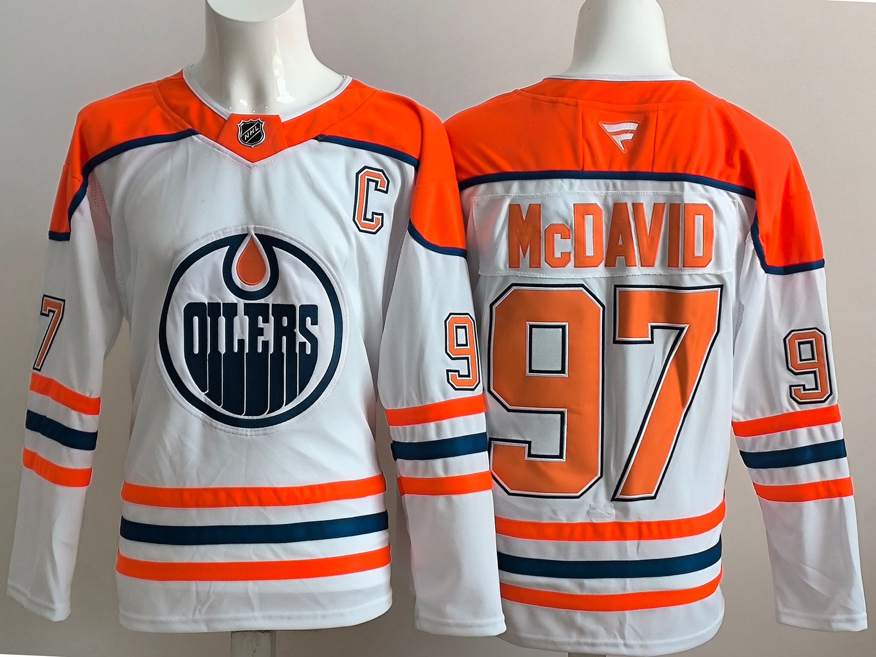 Men 2025 Edmonton Oilers 97 Mcdavid White Throwback NHL Jersey style 01